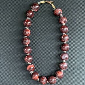 🔥FINAL SALE: Dark Red Bead Knotted Necklace